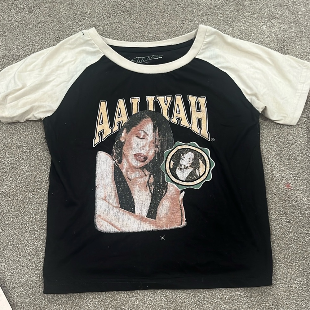 black and beige Aliyah shirt. Was worn once. Could fit xs- medium